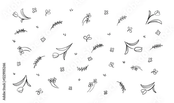 Fototapeta doodle, set, element, icon, simple, line art, hand-drawn, scribble, graphic, scratch, rough, sketch, brush, marker, vector, draw, design, design element, cup, black, coffee, ice cream, white, outline,