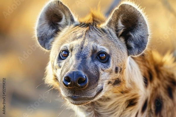 Obraz Portrait of wild Hyena in front of blurry background. Generative Ai, AI generated