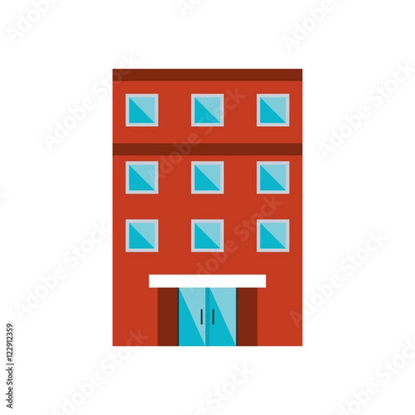 Fototapeta Building with windows icon. Architecture city and urban theme. Isolated design. Vector illustration