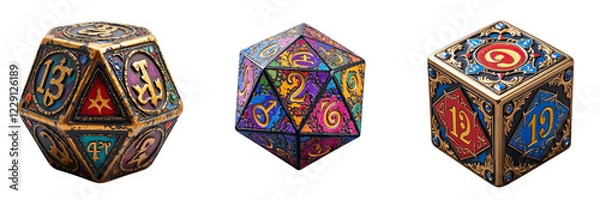 Fototapeta Intricately Designed Polyhedral Dice Showcase