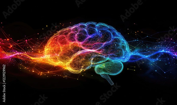 Fototapeta Glowing Neural Network Brain Illustration with Connections