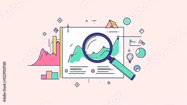 Fototapeta Data Analytics Research and Vector Analysis on Paper Concept