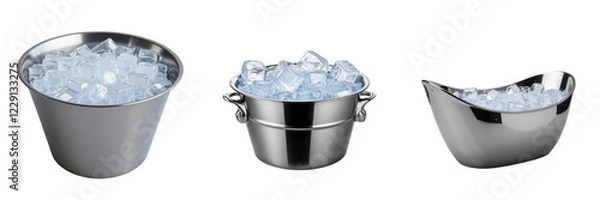 Fototapeta Stainless Steel Ice Tubs Display with Clear Ice Cubes