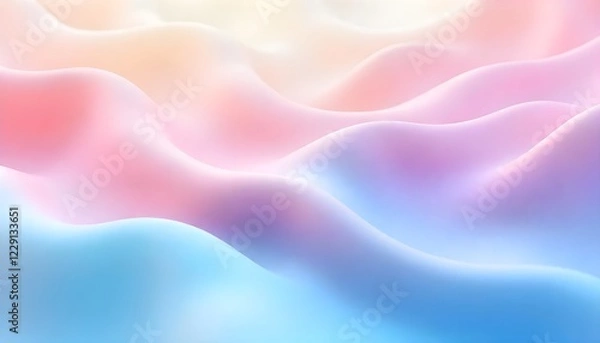 Obraz A 3D abstract wavy smooth background featuring a harmonious blend of multicolor pastel tones, creating a visually pleasing and aesthetic design concept