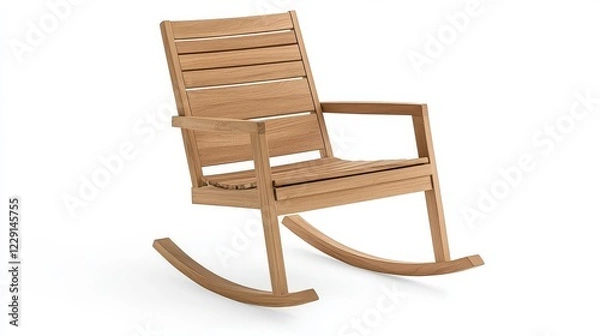 Fototapeta Teak rocking chairs with sharp contours and ergonomic design