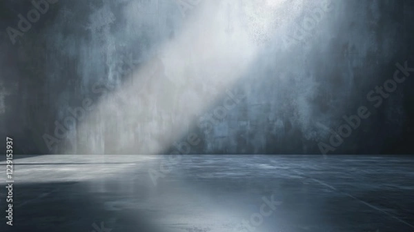 Fototapeta Moody dark gray studio background with soft light beam and subtle texture