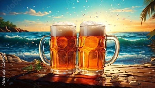 Fototapeta ジョッキに注がれたビール