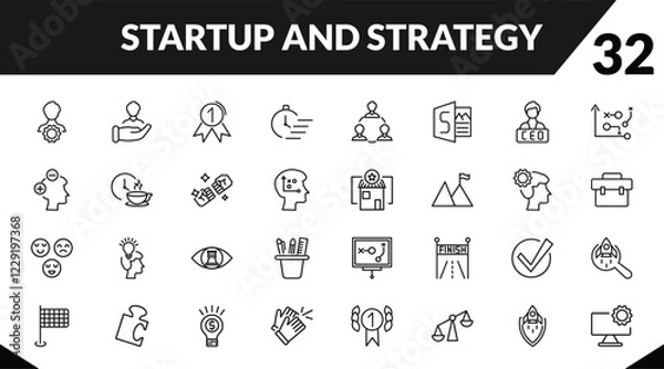 Fototapeta outline startup and strategy icons set. editable linear humanpictos, first, quick, and other 29 icons in this category isolated on transparent background.