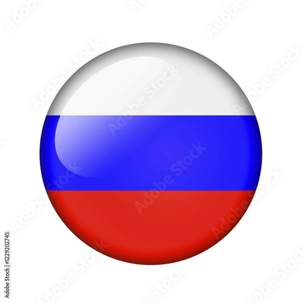 Obraz The Russian flag. Round glossy icon. Isolated on white background