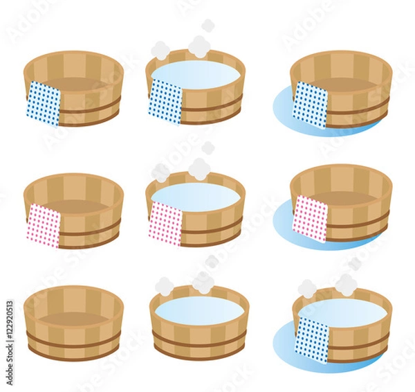 Fototapeta 温泉桶イラスト