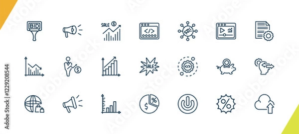 Fototapeta outline marketing icons set. editable linear campaign, sales, webcode, and other 18 icons in this category isolated on transparent background.