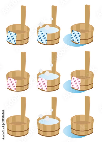 Obraz 温泉手桶イラスト