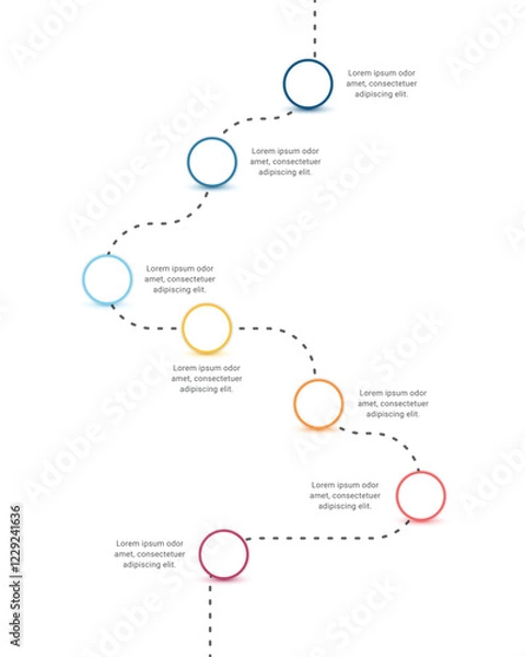 Fototapeta Roadmap infographic design template with 7 steps on white background