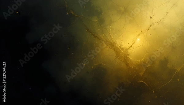 Fototapeta Black green brown yellow gold olive abstract background. Color gradient ombre. Noise grain rough grunge. Light dark shades. Glow shine shimmer. Toned fabric cloth. Design. Template