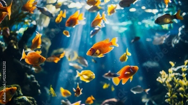 Fototapeta Colorful fish swimming in a vibrant underwater scene