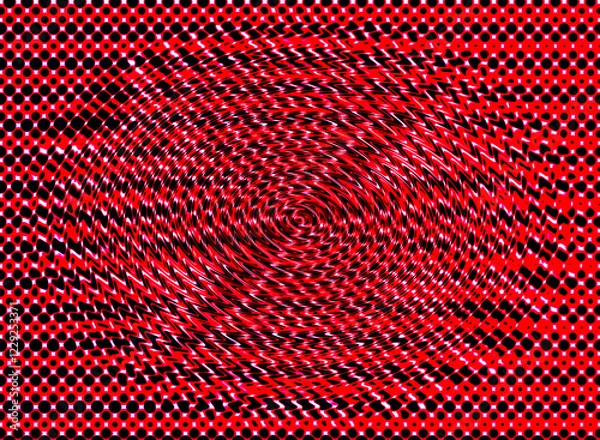 Fototapeta The background image is red and black in the form of small circles woven together to form a beautiful and unusual cloth pattern.