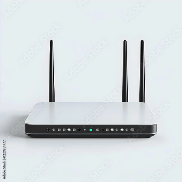 Fototapeta A sleek modern internet router with a minimalist design, placed on a clean white background