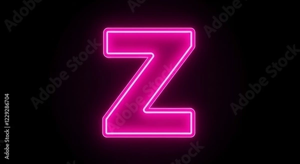 Fototapeta Glowing neon pink letter Z on a black background, symbolizing modern typography, digital art, futuristic design, creative branding, and vibrant illuminated alphabet aesthetics  
