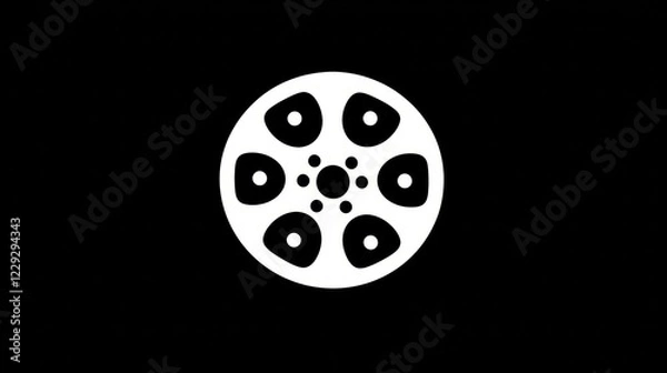 Fototapeta Creative design of a film reel icon showcasing modern and minimalist style for media or cinema representation. Generative AI