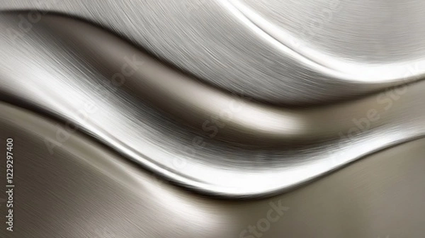 Fototapeta Premium metallic surface featuring graceful sculptural undulations, masterfully rendered brushed steel texture with directional grain patterns, professional material study approach, harmonious light