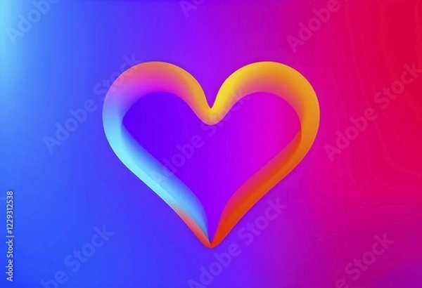 Fototapeta Minimalist heart shape pulsing with vibrant colors, softly expanding and contracting to evoke health and wellness, AI generated