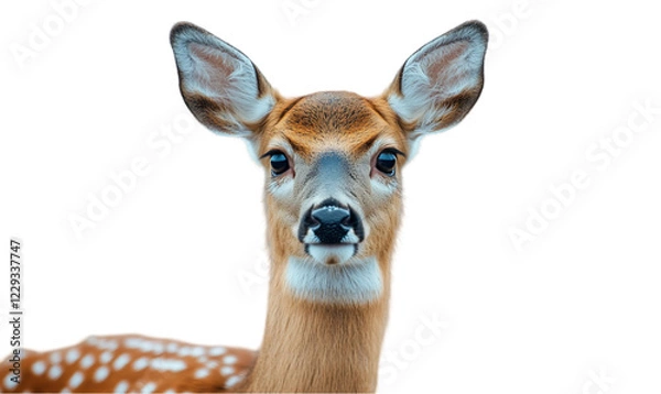 Fototapeta Closeup Portrait of a Young White Tailed Deer Featuring Spots Ag