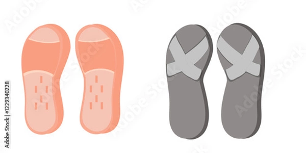 Fototapeta Set of flip flops isolated, sandals, flat design.