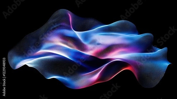 Fototapeta Digital Wave, Particles in Cyberspace Background