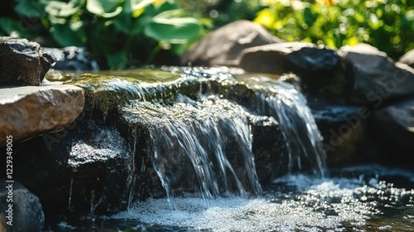 Obraz Waterfall Panoramic view. Traveling Vacation and travel in summer white powder on background