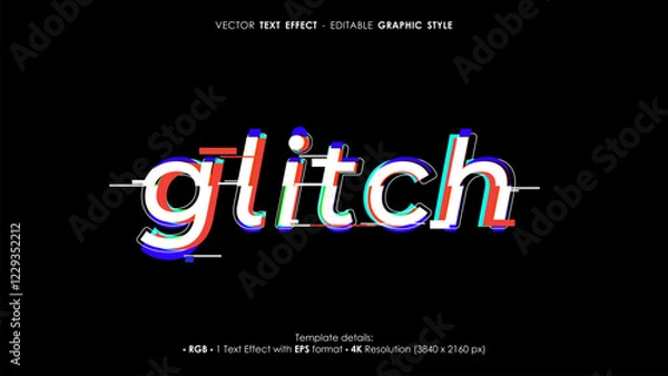 Fototapeta Editable glitch text effect template