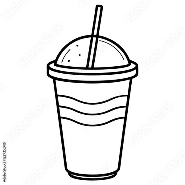 Fototapeta Summer Vibes Iced Coffee Line Drawing