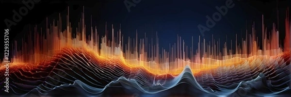 Fototapeta AI generated abstract art conveying sound waves and digital particles