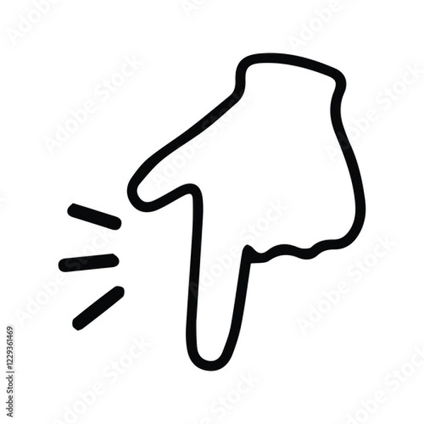 Fototapeta Index Finger Pointing Downward. Hand with index finger facing down. Downward pointing gesture.