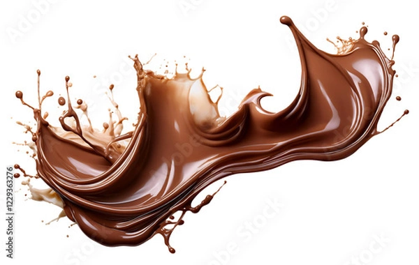Fototapeta A large chocolate splatter, cut out. Flowing and dripping chocolate with clipping path.