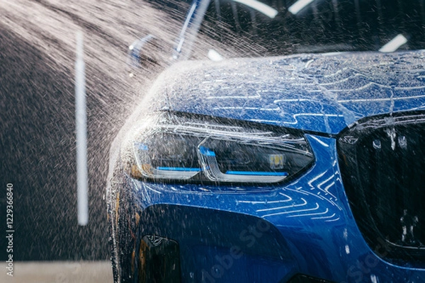 Obraz Close up water is running down the hood