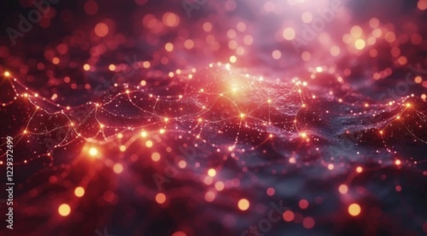 Fototapeta Red glowing abstract network with intricate connections suggesting dynamic energy, ai generated, AI generated