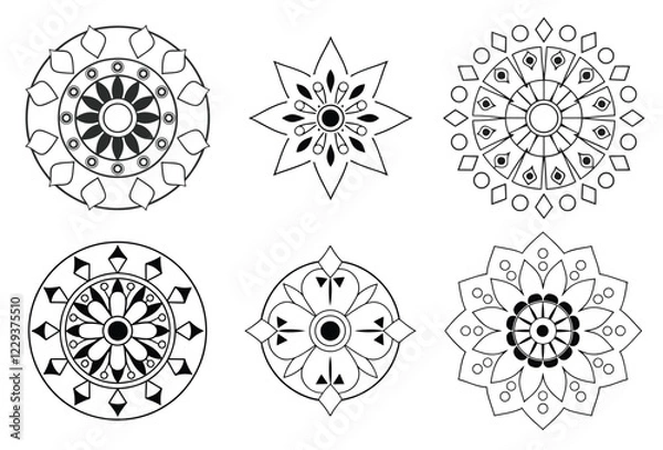 Fototapeta Mega mandala bundle,Mandala Pattern Designs,Mandala pattern colored background. Vector illustration.