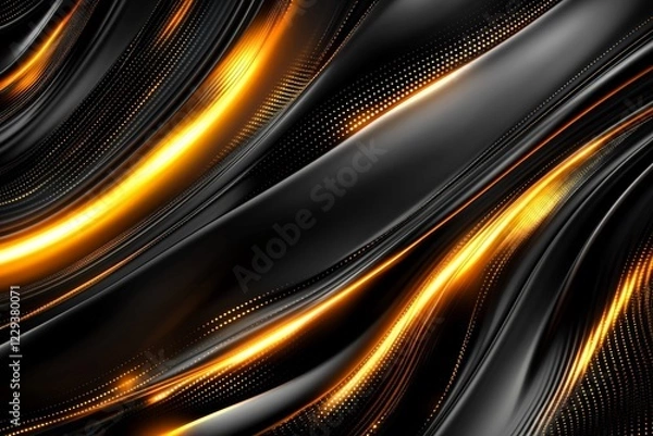 Fototapeta Dynamic black and gold waves create an elegant abstract background for modern designs and graphics