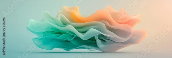 Obraz An abstract digital artwork featuring soothing blues and greens in fluid shapes, expressing the calming effect of mindfulness on mental health,
