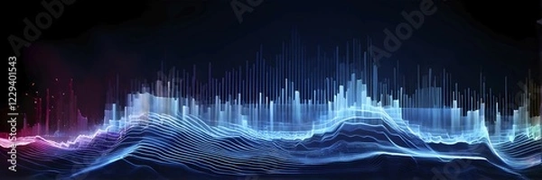 Fototapeta AI generated abstract art conveying sound waves and digital particles