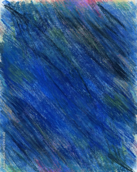 Obraz 青色のオイルパステルで描いた質感のある背景素材