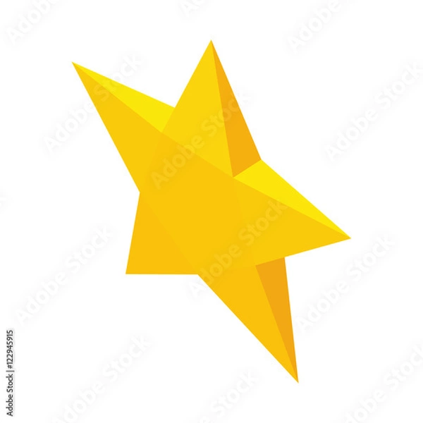 Fototapeta Yellow star icon in isometric 3d style isolated on white background vector illustration