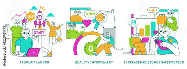 Obraz Customer Satisfaction. Flat Vector Illustration