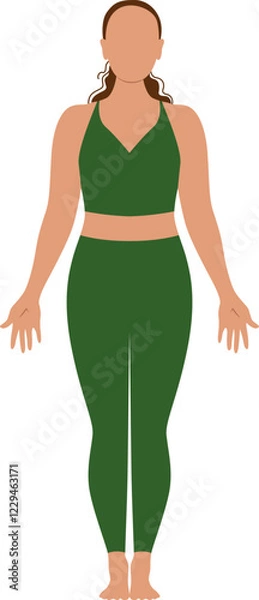 Fototapeta Vector illustration. People practicing yoga, set of poses. characters for books, flexibility exercises. Sports figures, training, health, fitness