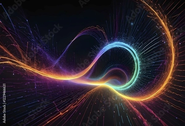 Fototapeta Colorful light trails in an abstract and dynamic design against a dark background, AI generated