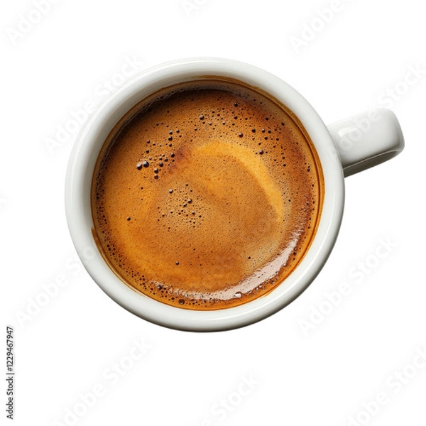 Fototapeta Freshly Brewed Coffee in a White Mug with Rich Foam and Smooth Texture