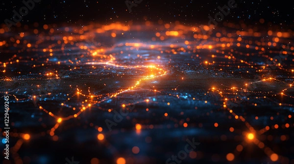 Fototapeta Glowing Digital Network Connections Background