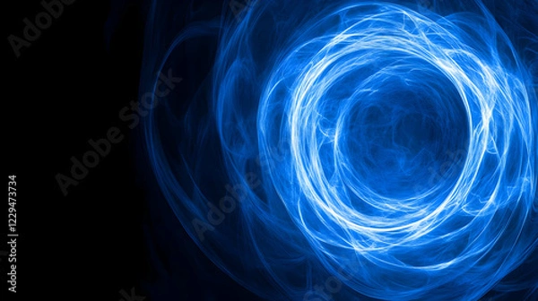 Fototapeta Abstract Blue Swirling Energy Vortex with Light Trails Radiating Outward Dynamically