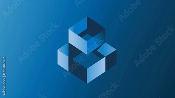 Fototapeta An abstract 3D image of blue cubes.