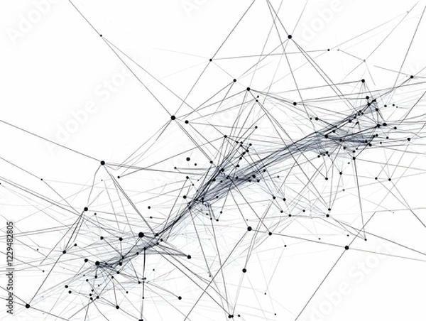 Obraz Abstract Network of Interconnected Nodes Forms Complex Structure on White Background